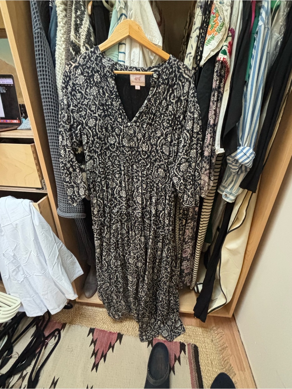 Banjanan Black & White Floral V-Neck Maxi Dress